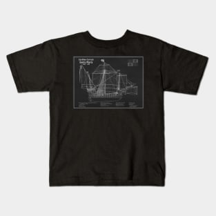 Santa Maria ship - Christopher Columbus Carrack Nau 15th century - PD Kids T-Shirt